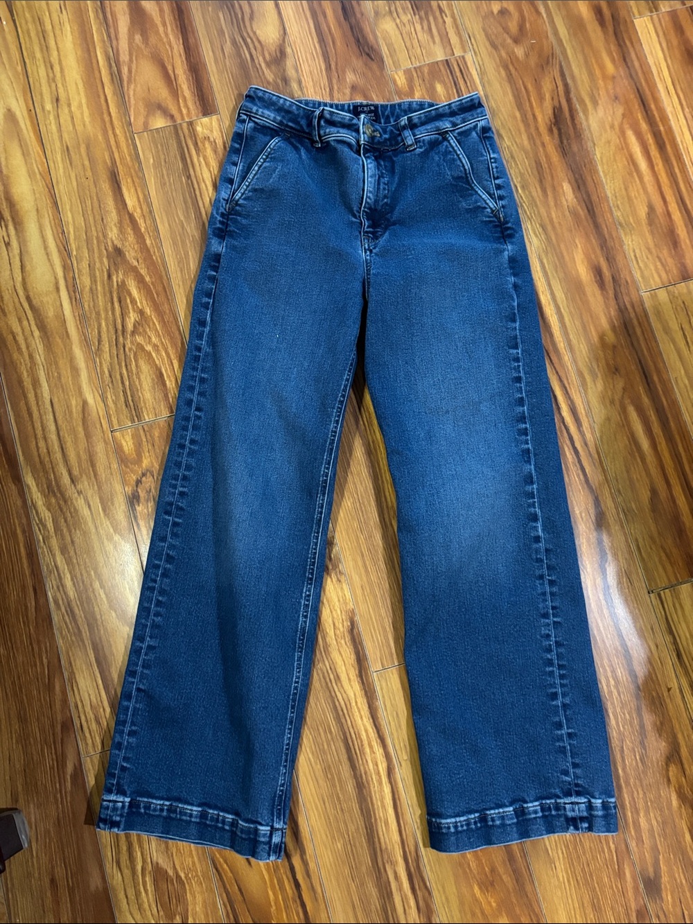 J. Crew Dark Blue Hi Rise,Wide Leg Trouser Jeans, size 27.